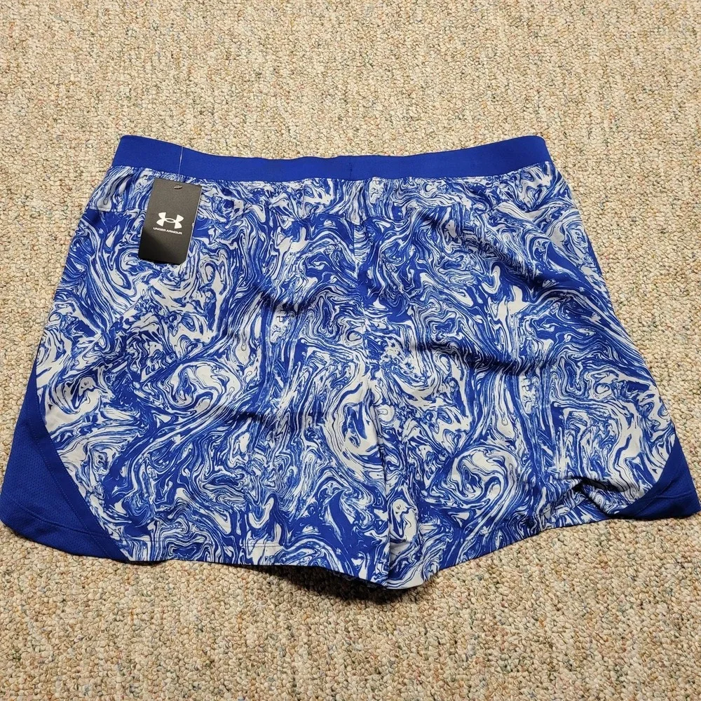 Under Armour Launch PRT Shorts Men XXL Blue White Marble Running‎ Gym 1372688